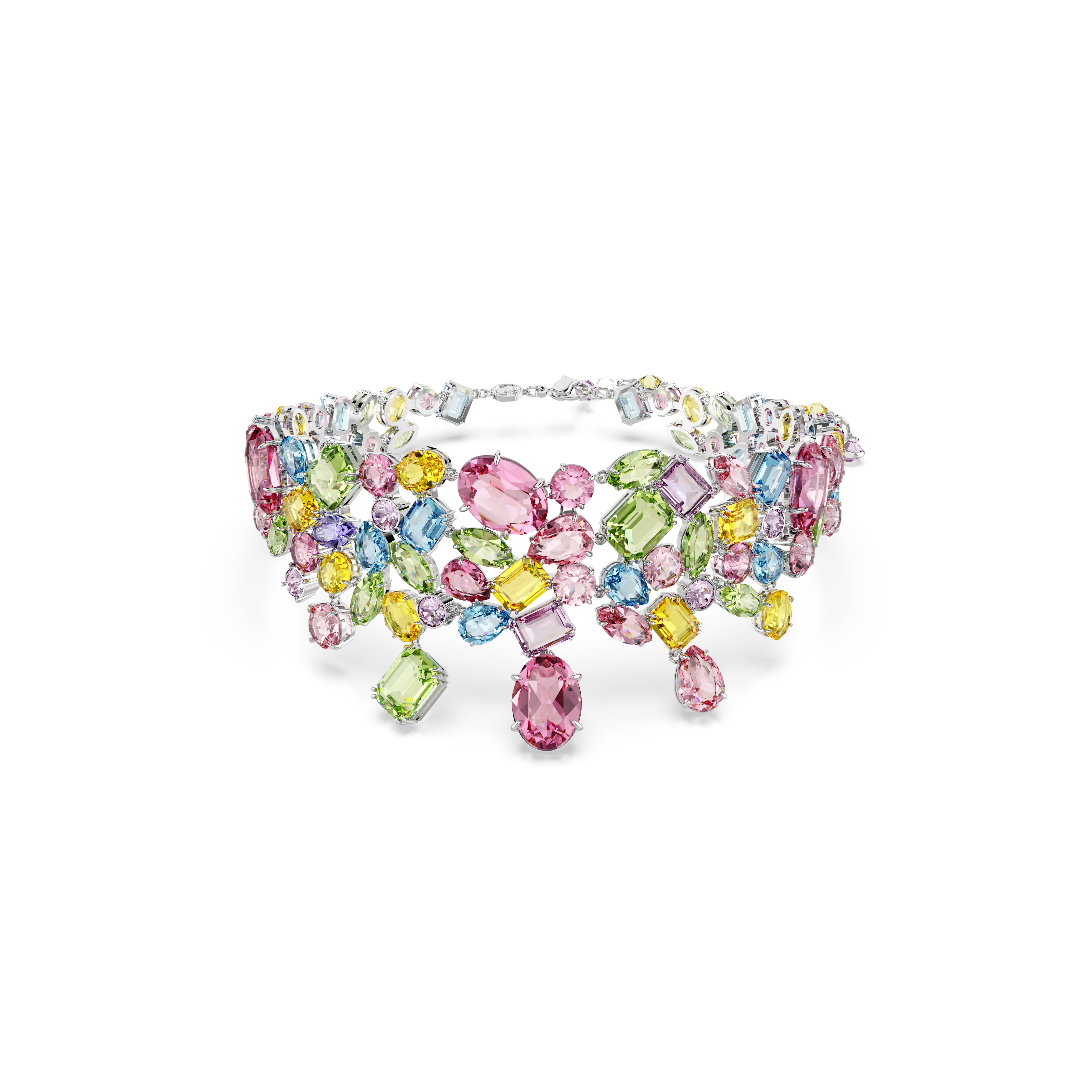 Gema Choker Kolye, Mixed Cuts, Çok Renkli, Rodyum Kaplama