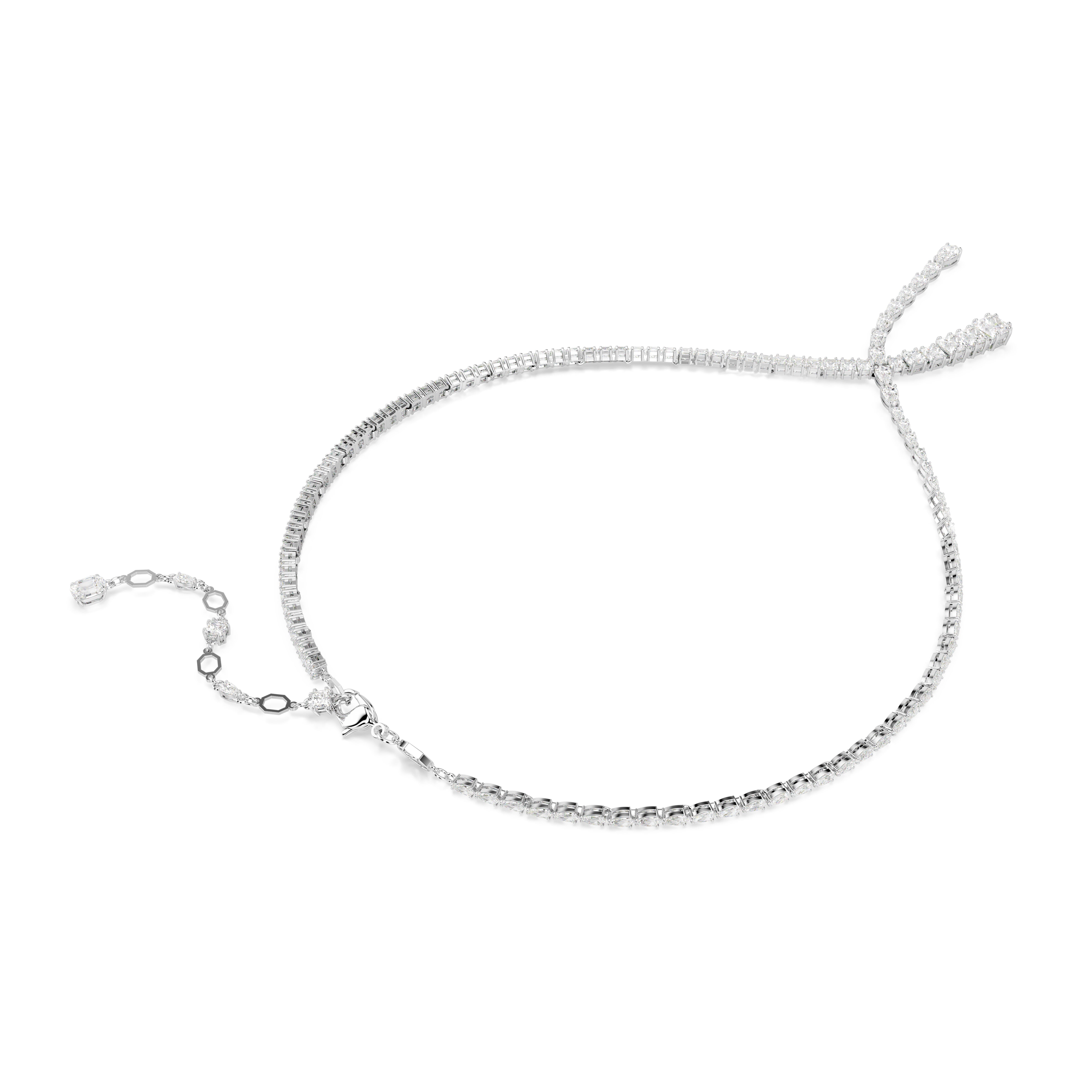 Matrix Y Kolye, Mixed Cuts, Beyaz, Rodyum Kaplama