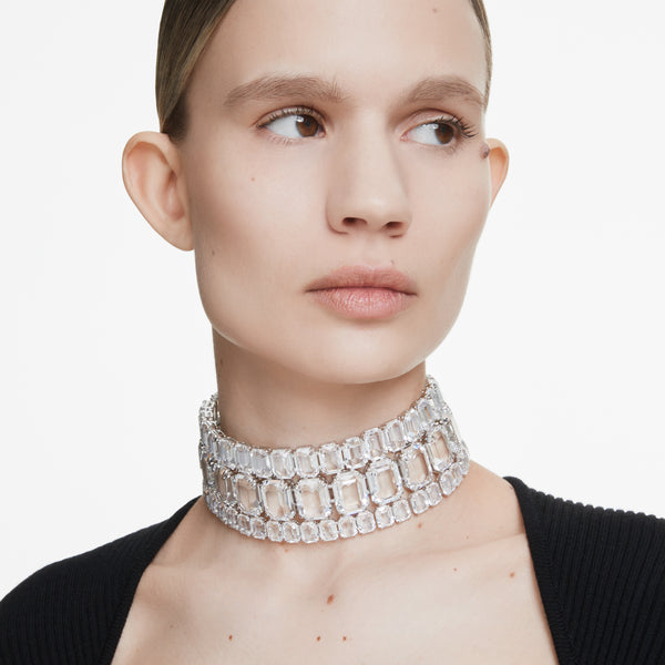 Millenia Choker Kolye, Octagon Cut, Beyaz, Rodyum Kaplama