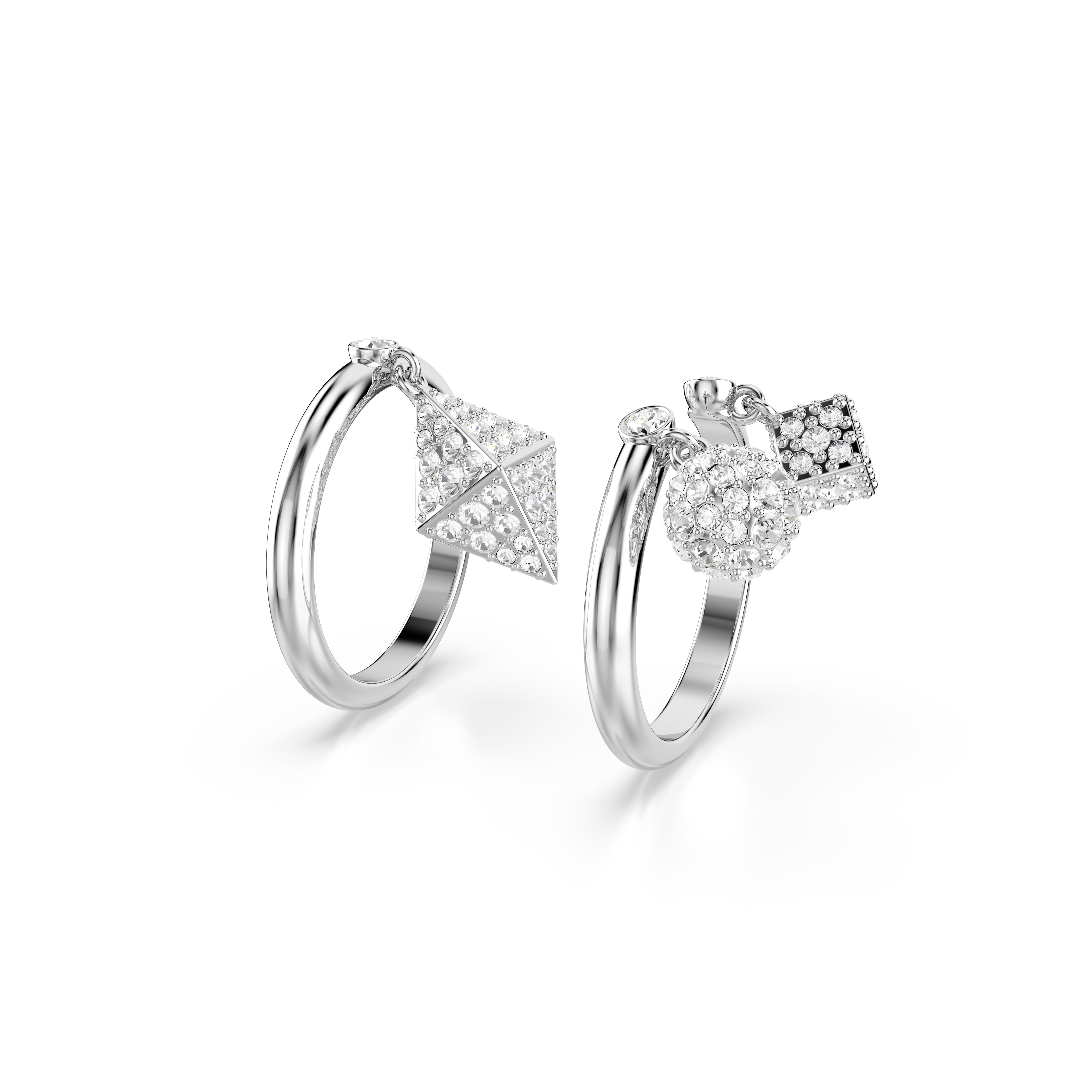 Dextera Yüzük, Set (2), Küre Ve Küp, Beyaz, Rodyum Kaplama, 58