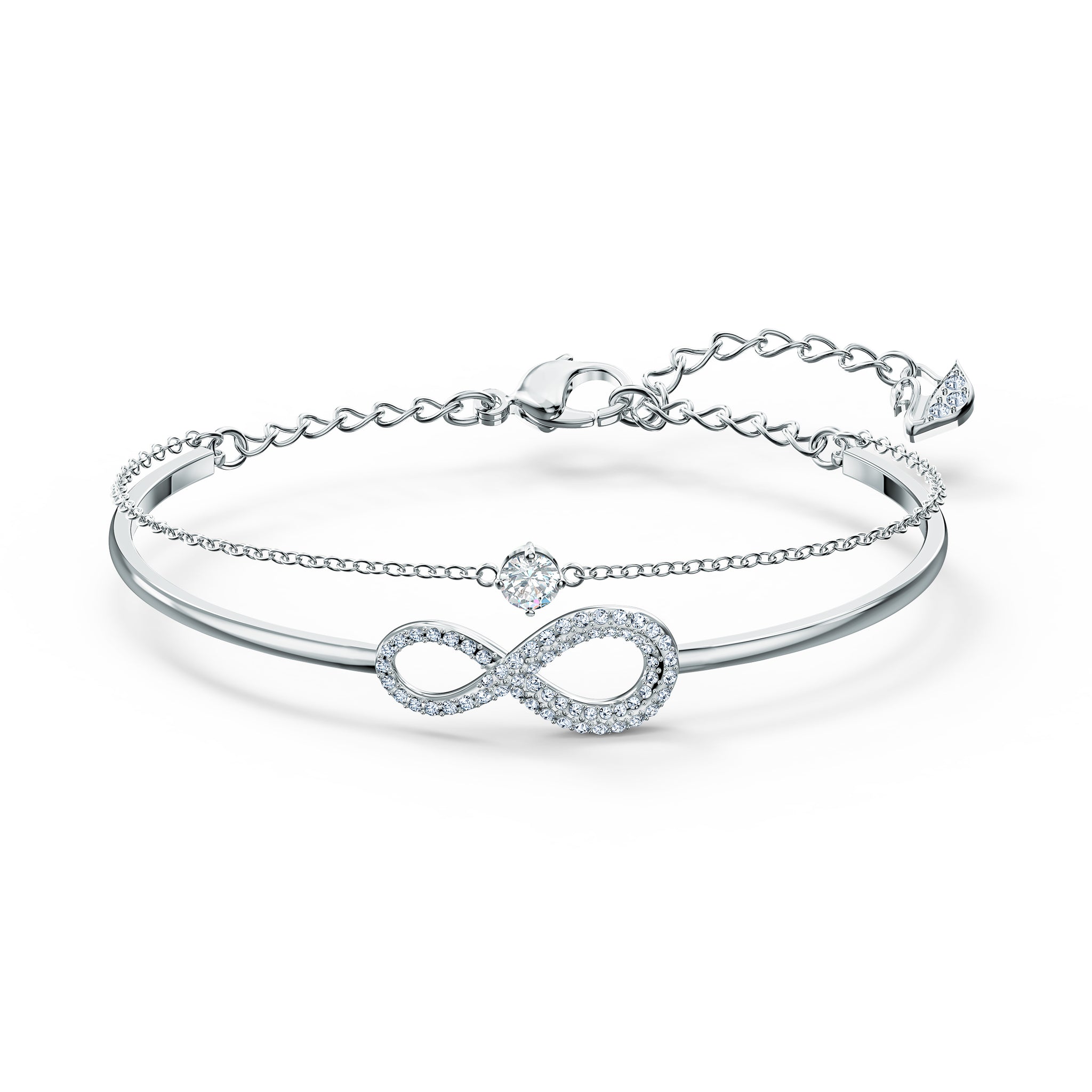 Swa Infinity Chain Bileklik, Beyaz, Rodyum Kaplama