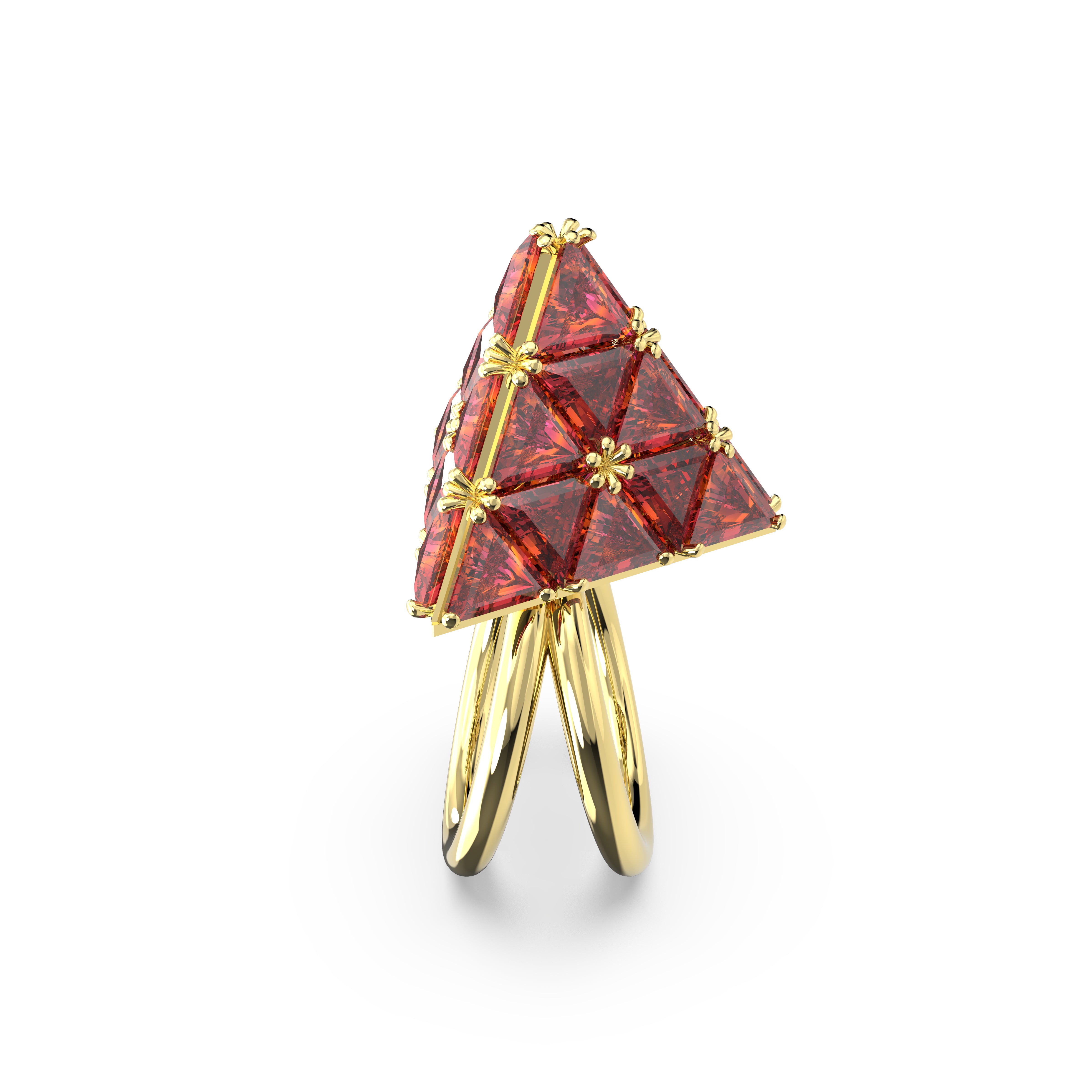 Curiosa Yüzük, Triangle, Kirmizi, Sari Altin Rengi Kaplama, 52
