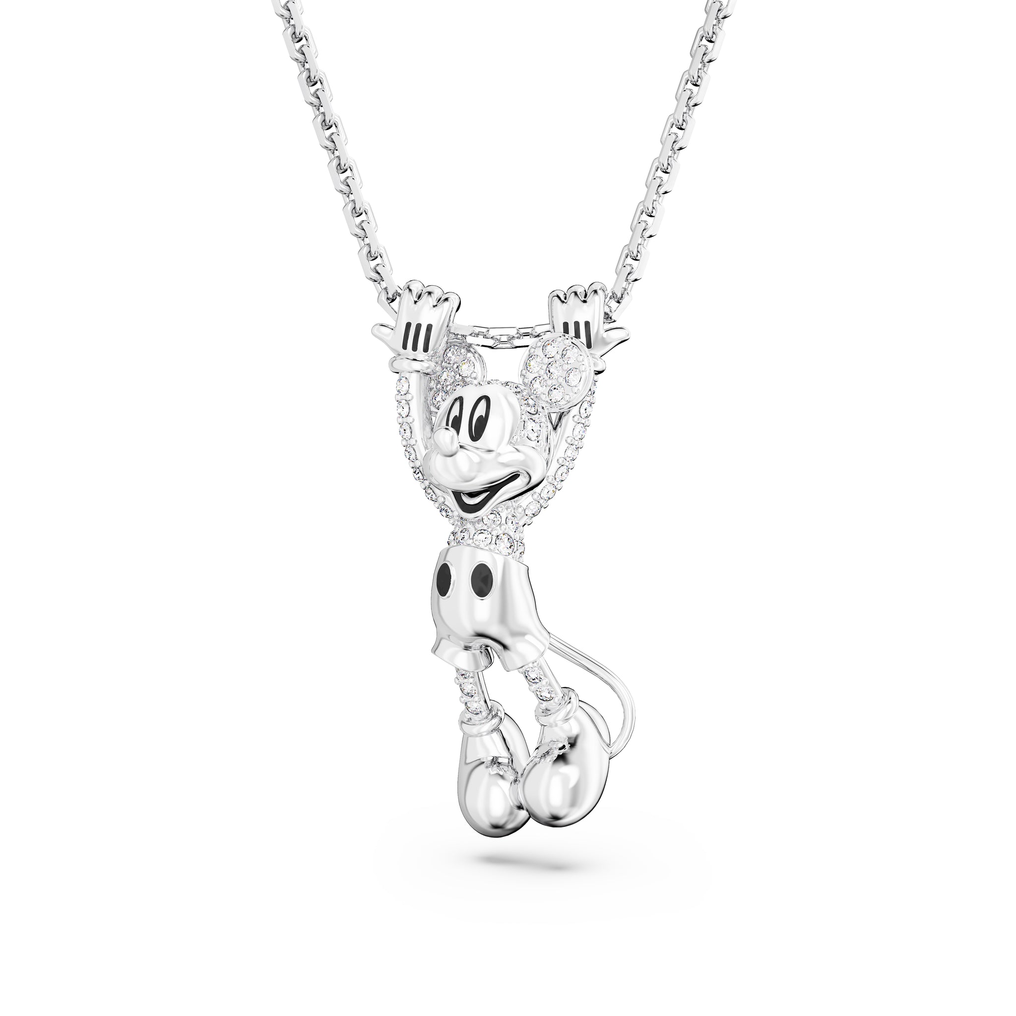 Disney Mickey Mouse Layered Kolye, Beyaz, Rodyum Kaplama